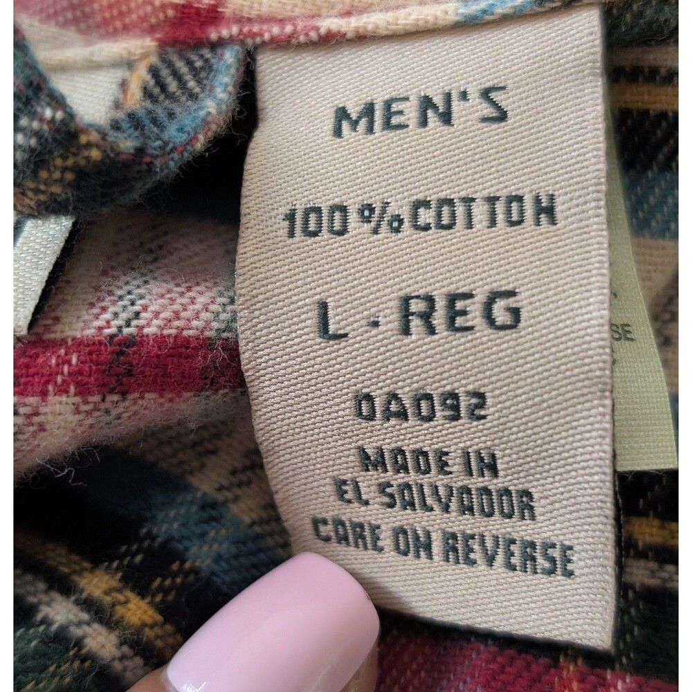 LL Bean Size L Robe Multicolor Tartan Plaid Flannel 100% Cotton Lounge *No Belt* - Picture 6 of 8